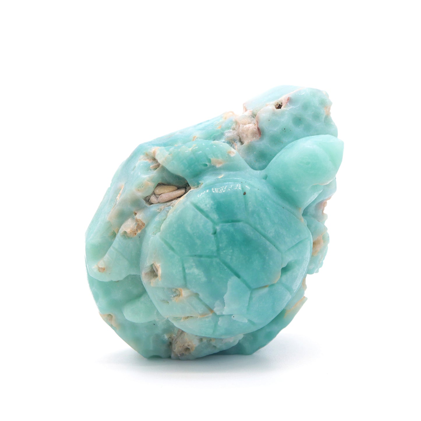 4" Natural Amazonite Turtle Caribbean Calcite Tortoise Figurine Crystal Healing Quartz