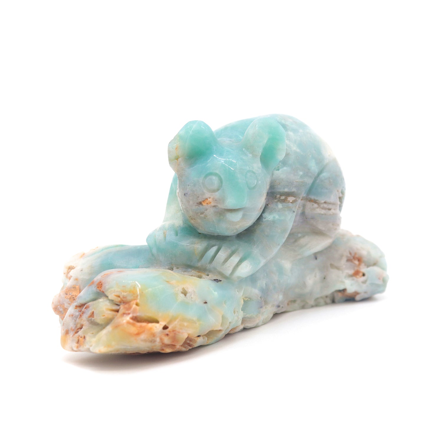 5.8" Natural Amazonite Koala Caribbean Calcite Figurine Crystal Healing Quartz