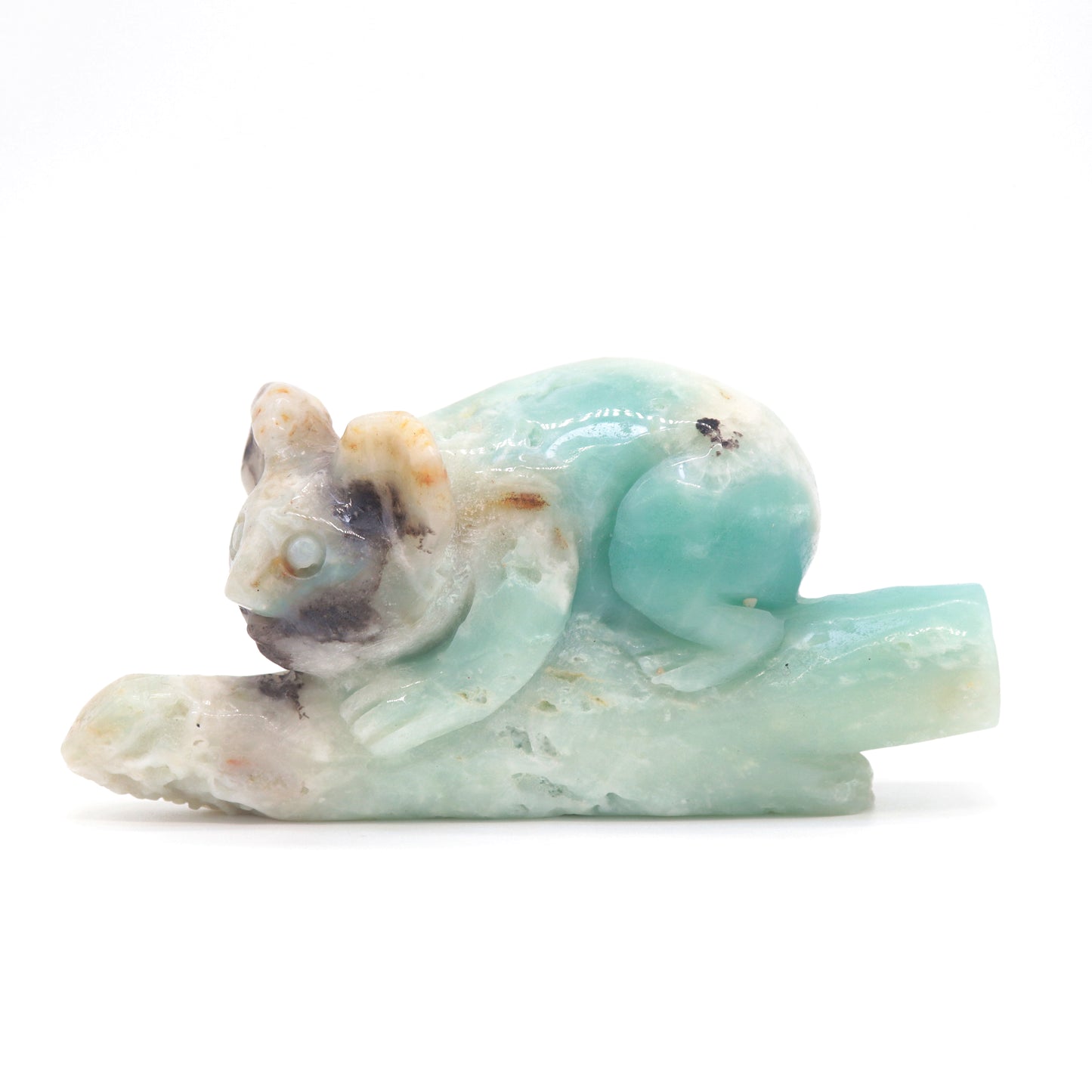 5" Natural Amazonite Koala Caribbean Calcite Figurine Crystal Healing Quartz
