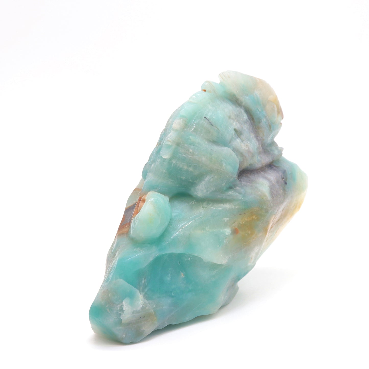 5" Natural Amazonite Lizard Caribbean Calcite Chameleon Figurine Crystal Healing Quartz