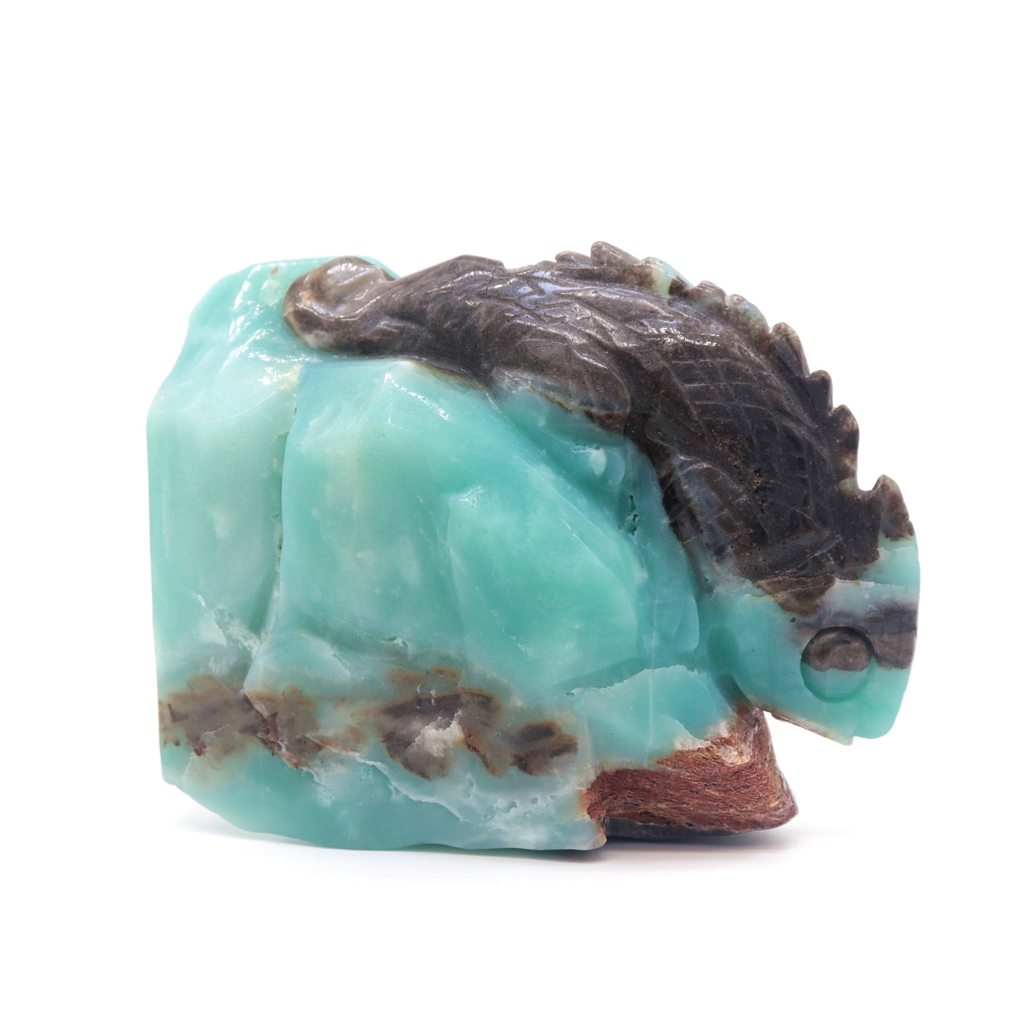 4.5" Natural Amazonite Lizard Caribbean Calcite Chameleon Statue Crystal Healing Quartz