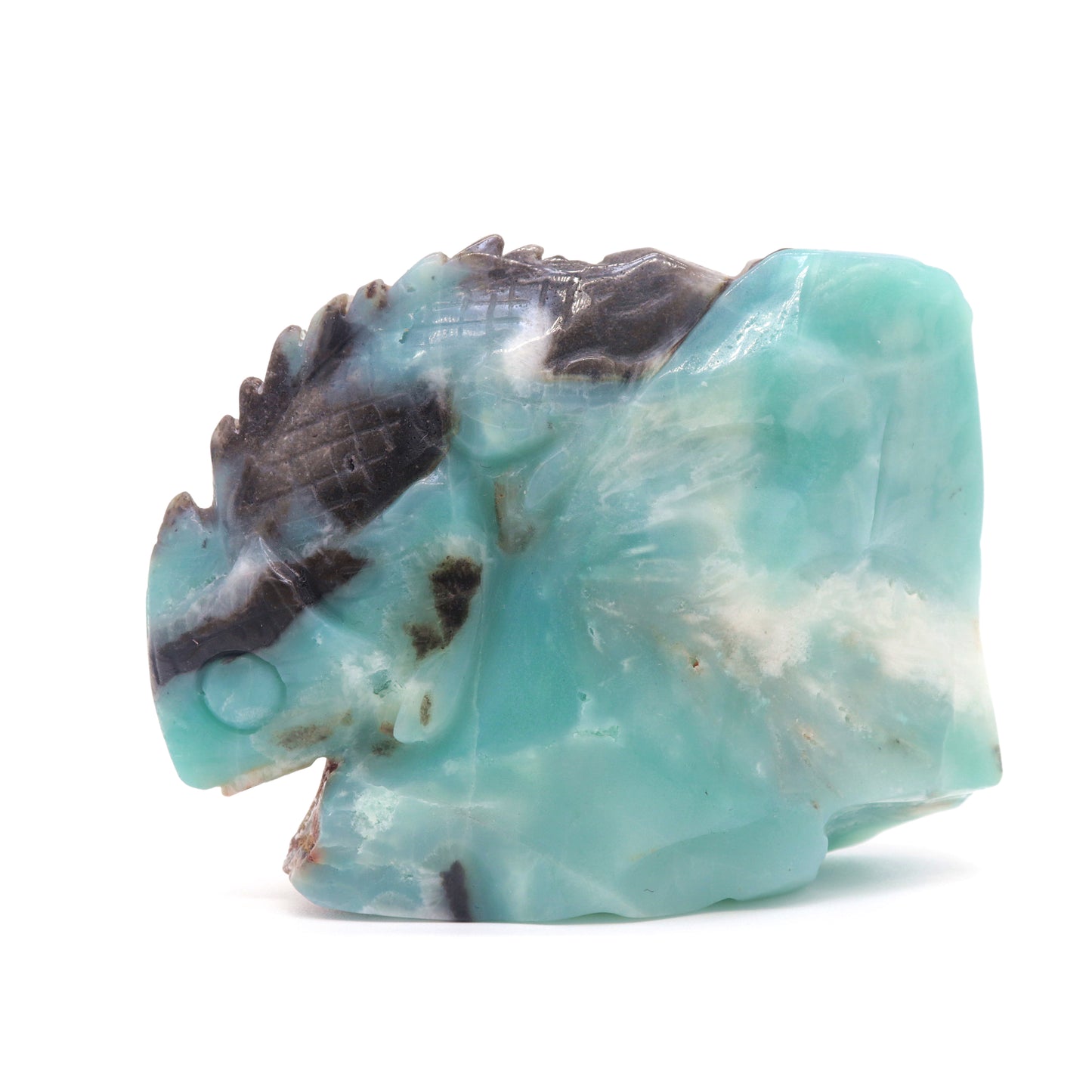 4.5" Natural Amazonite Lizard Caribbean Calcite Chameleon Statue Crystal Healing Quartz
