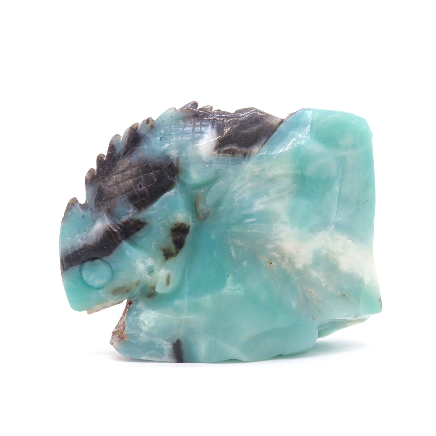 4.5" Natural Amazonite Lizard Caribbean Calcite Chameleon Statue Crystal Healing Quartz