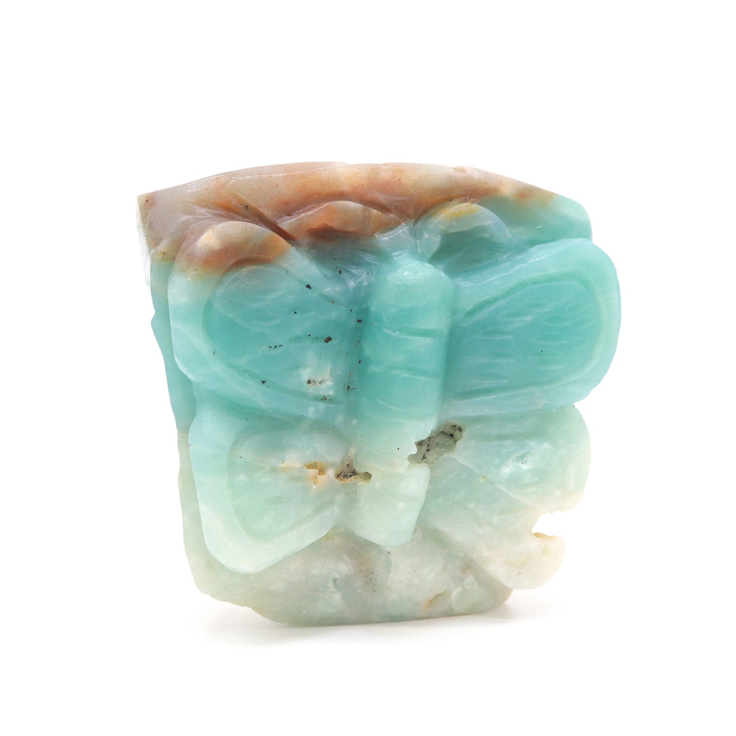 3.5" Natural Amazonite Butterfly Caribbean Calcite Figurine Crystal Healing Quartz