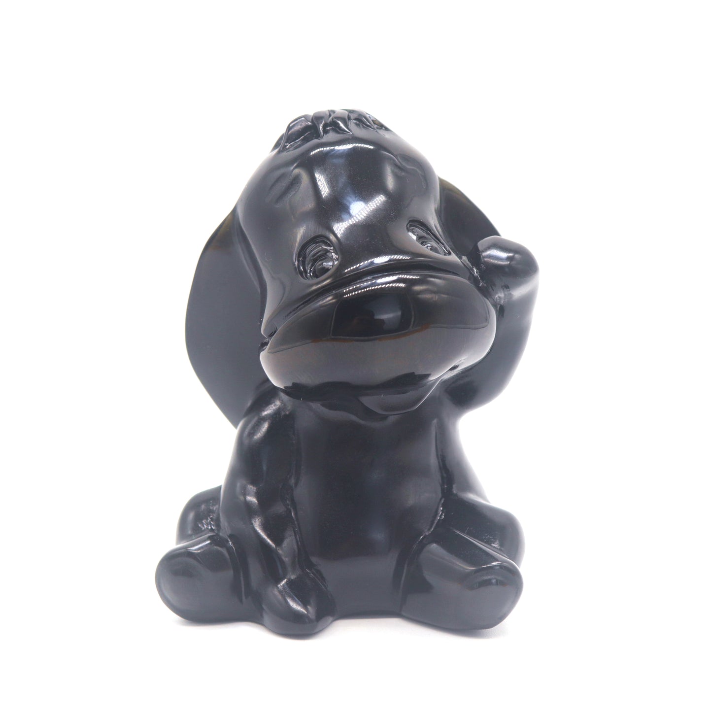4" Natural Black Obsidian Eeyore Donkey Figurine Crystal Carved Quartz Healing