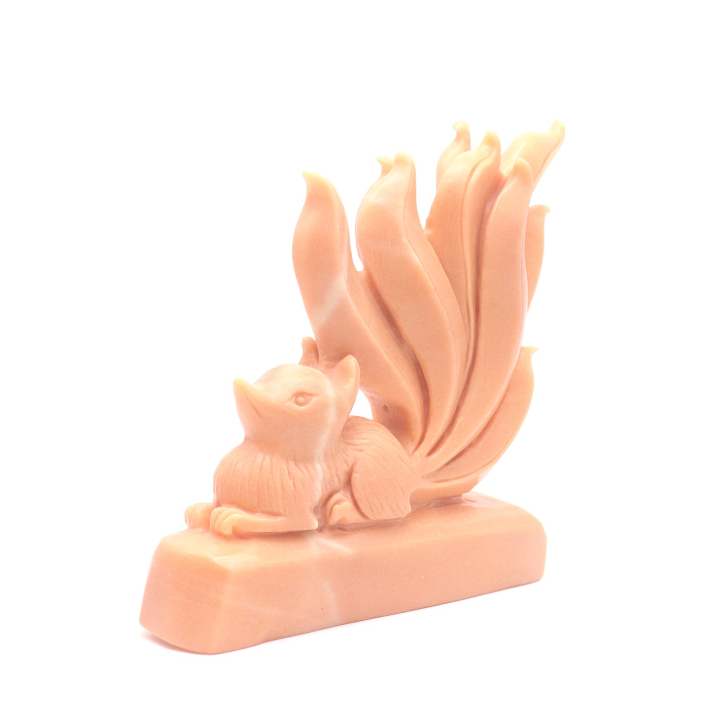6.3" Natural Rouge Jade Nine Tail Fox Figurine Crystal Fox Healing Quartz
