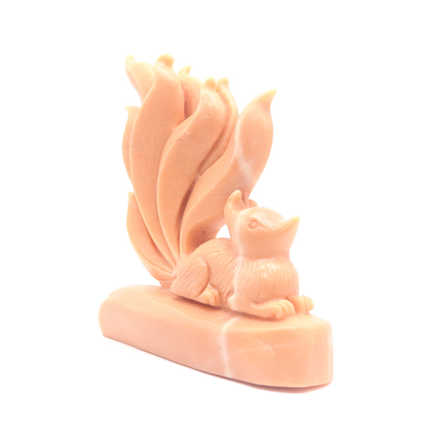 6.3" Natural Rouge Jade Nine Tail Fox Figurine Crystal Fox Healing Quartz