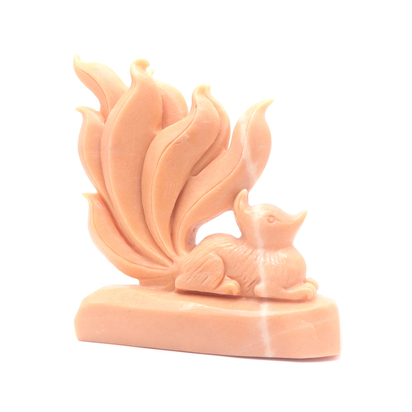 6.3" Natural Rouge Jade Nine Tail Fox Figurine Crystal Fox Healing Quartz
