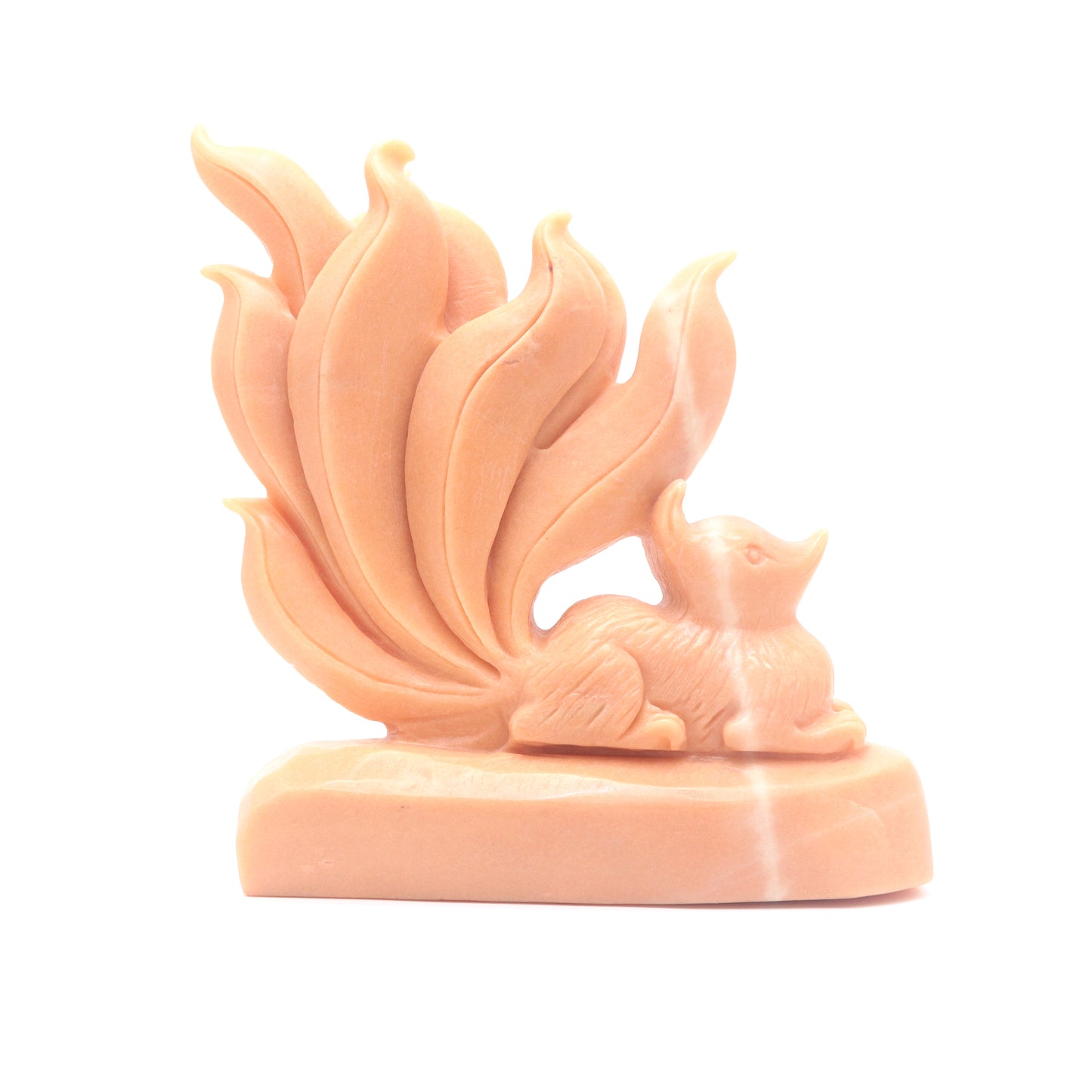 6.3" Natural Rouge Jade Nine Tail Fox Figurine Crystal Fox Healing Quartz