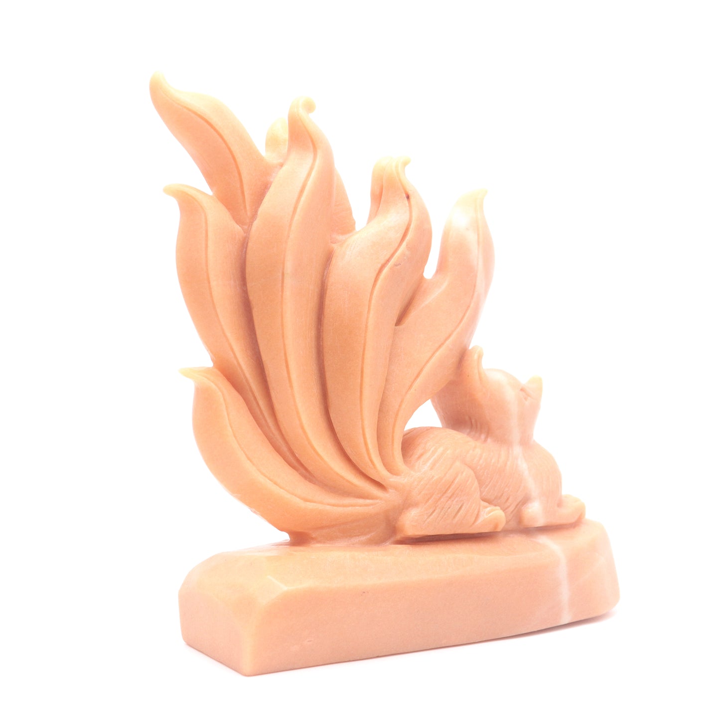 6.3" Natural Rouge Jade Nine Tail Fox Figurine Crystal Fox Healing Quartz