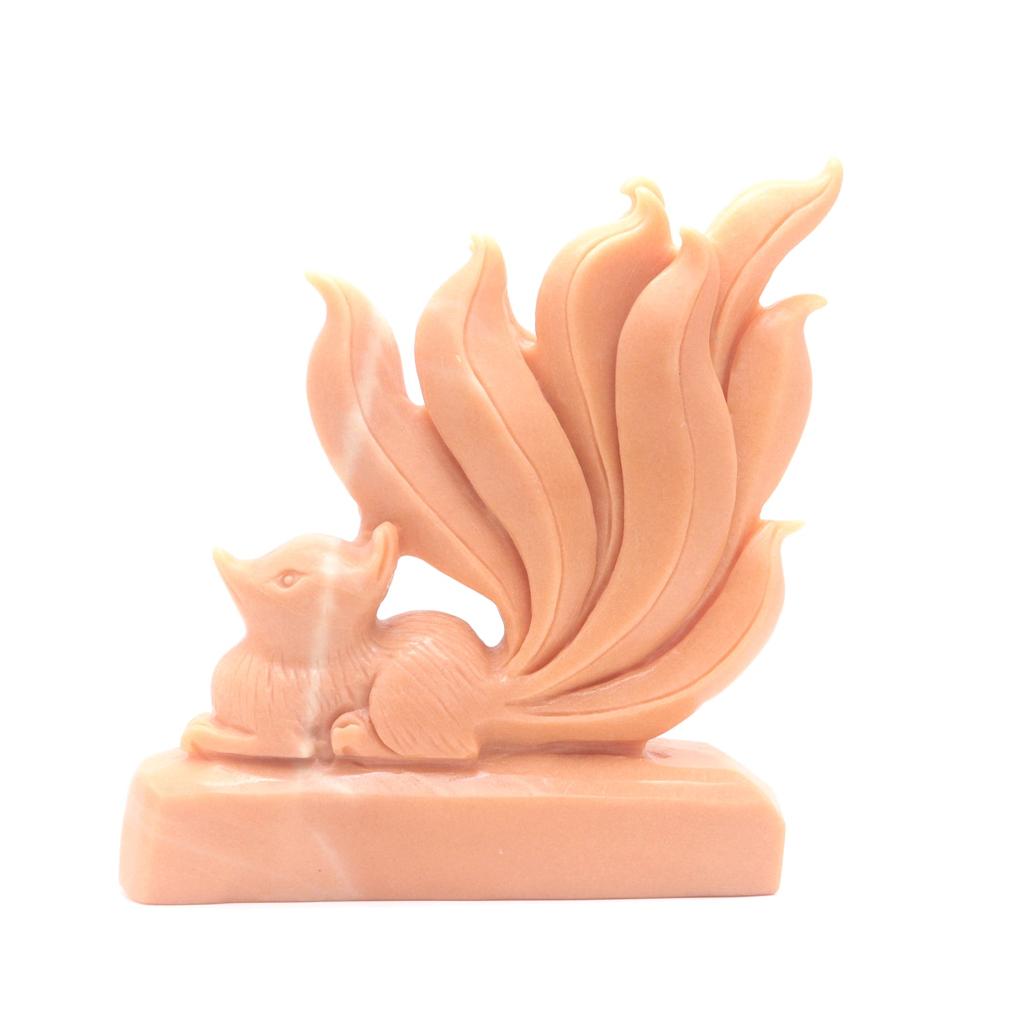 6.3" Natural Rouge Jade Nine Tail Fox Figurine Crystal Fox Healing Quartz