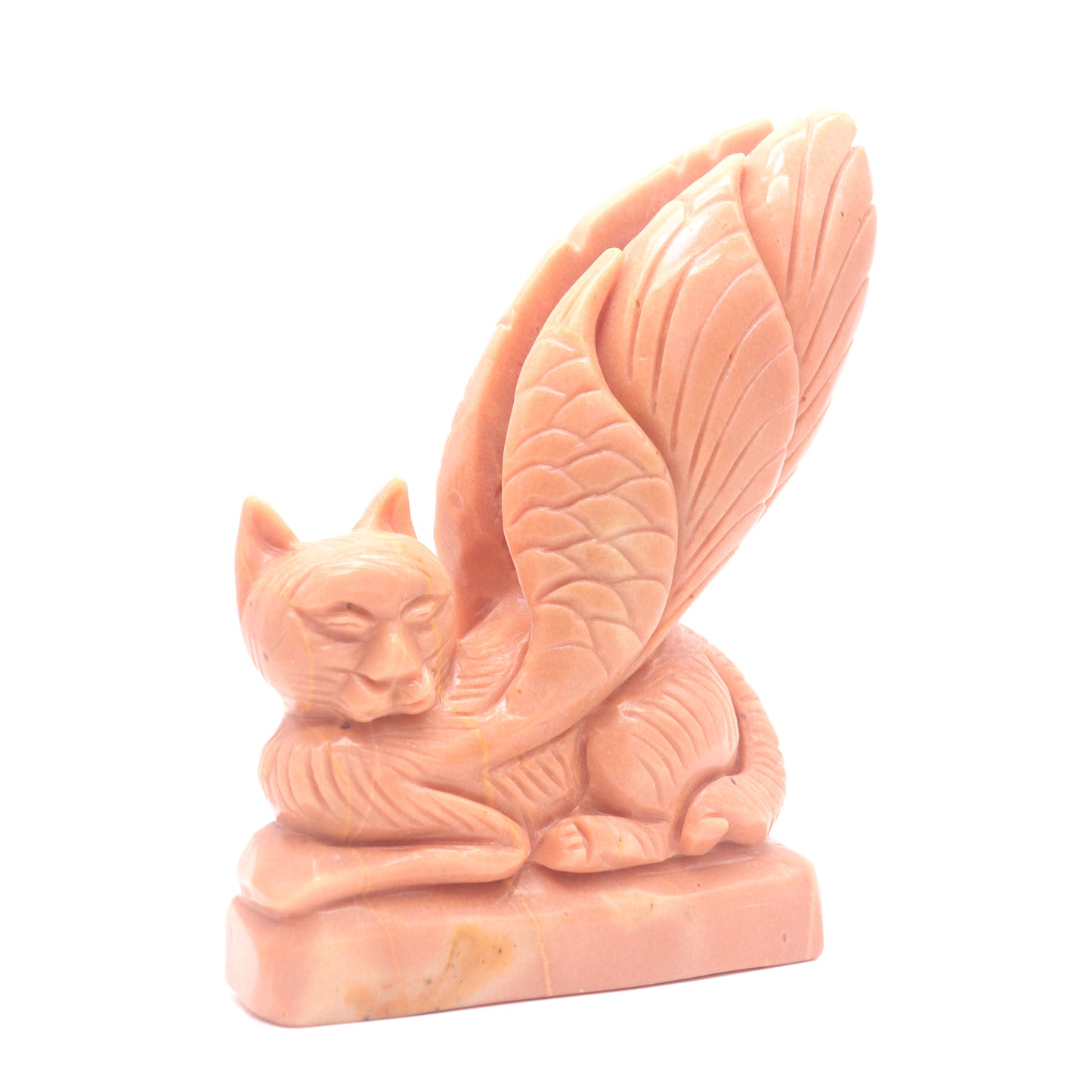 5.5" Natural Rouge Jade Flying Cat Figurine Crystal Healing Quartz