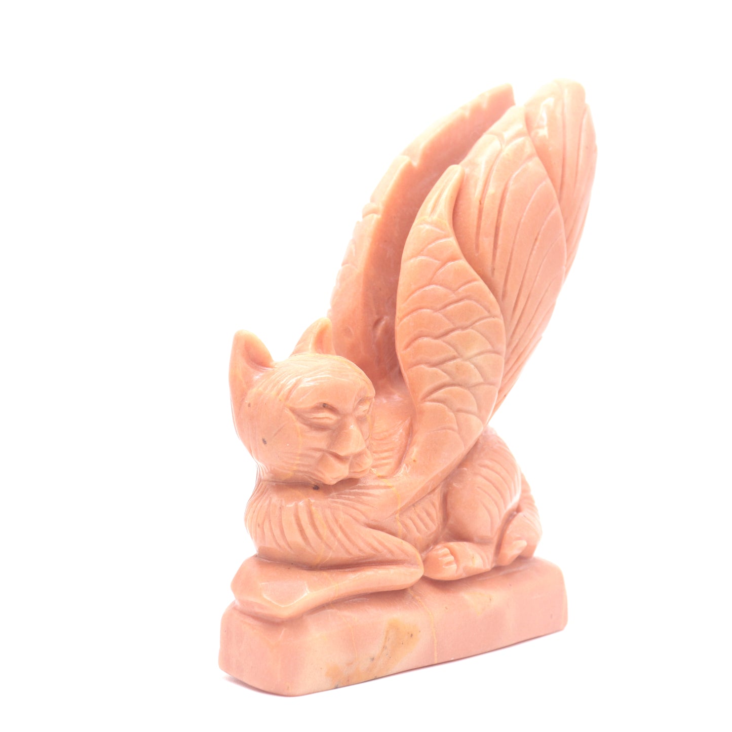5.5" Natural Rouge Jade Flying Cat Figurine Crystal Healing Quartz
