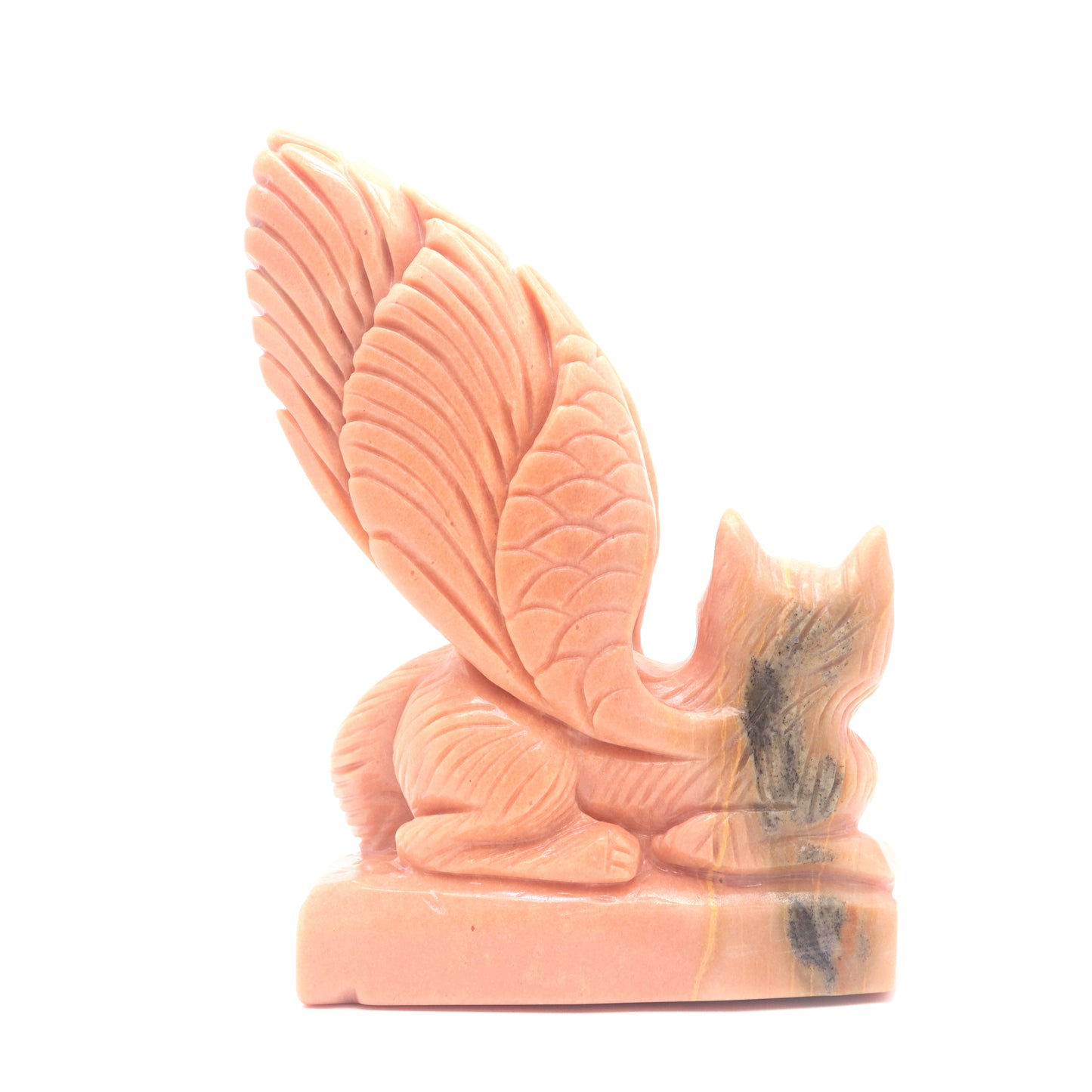 5.5" Natural Rouge Jade Flying Cat Figurine Crystal Healing Quartz