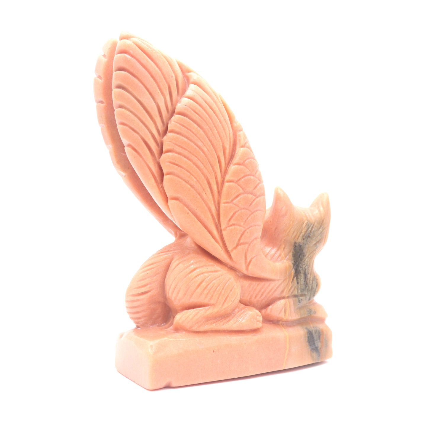 5.5" Natural Rouge Jade Flying Cat Figurine Crystal Healing Quartz