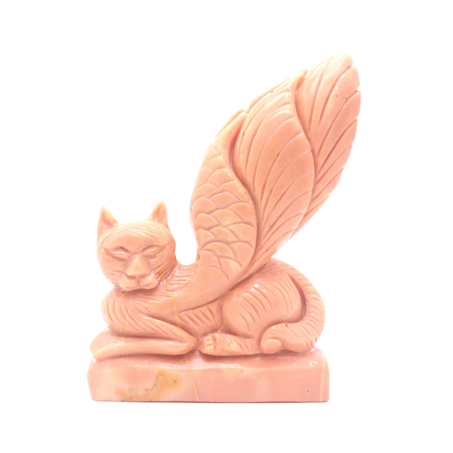 5.5" Natural Rouge Jade Flying Cat Figurine Crystal Healing Quartz