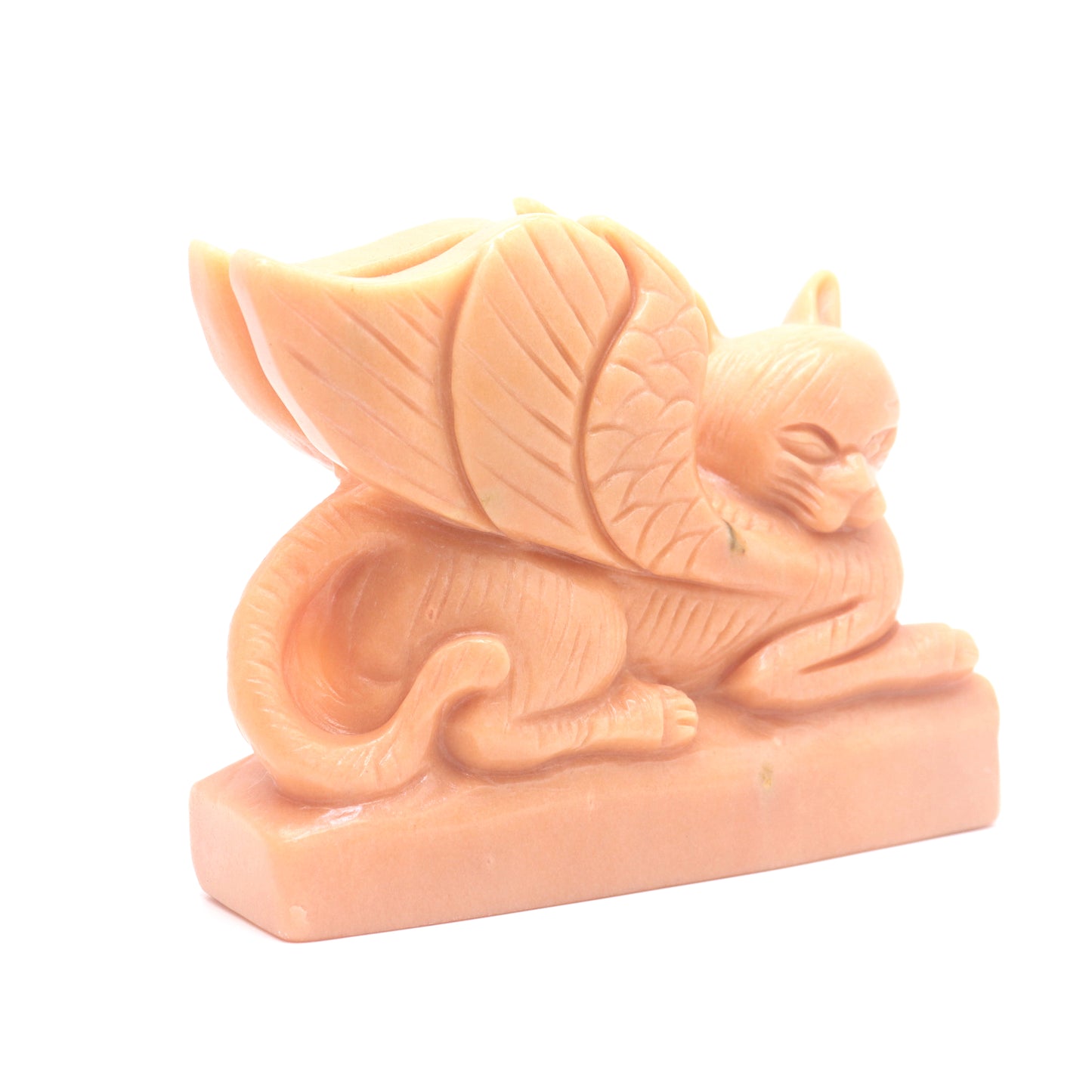 6" Natural Rouge Jade Flying Cat Figurine Crystal Healing Quartz