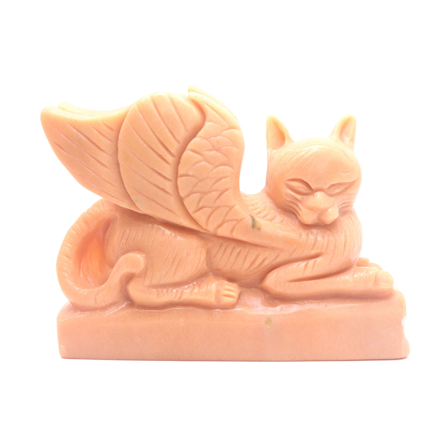 6" Natural Rouge Jade Flying Cat Figurine Crystal Healing Quartz