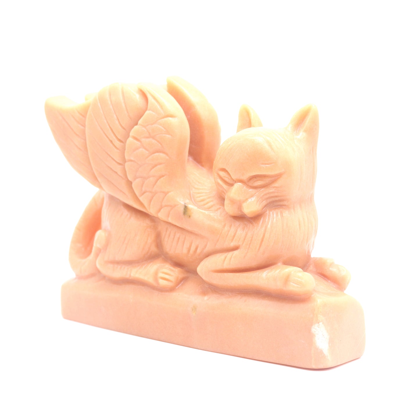 6" Natural Rouge Jade Flying Cat Figurine Crystal Healing Quartz