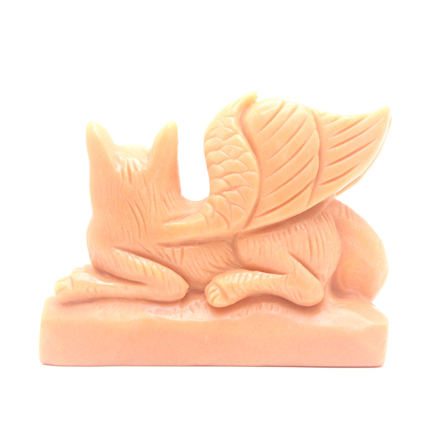 6" Natural Rouge Jade Flying Cat Figurine Crystal Healing Quartz