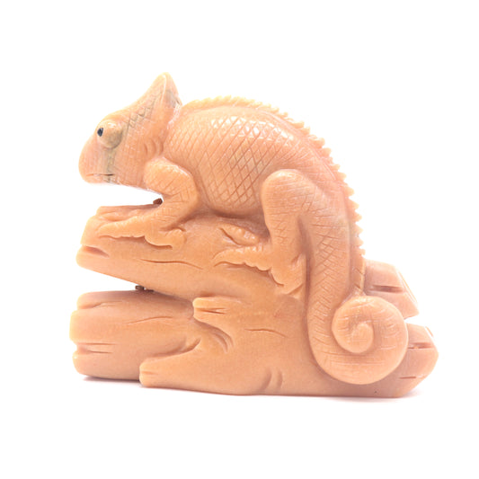 5.5" Natural Rouge Jade Lizard Figurine Crystal Chameleon Healing Quartz