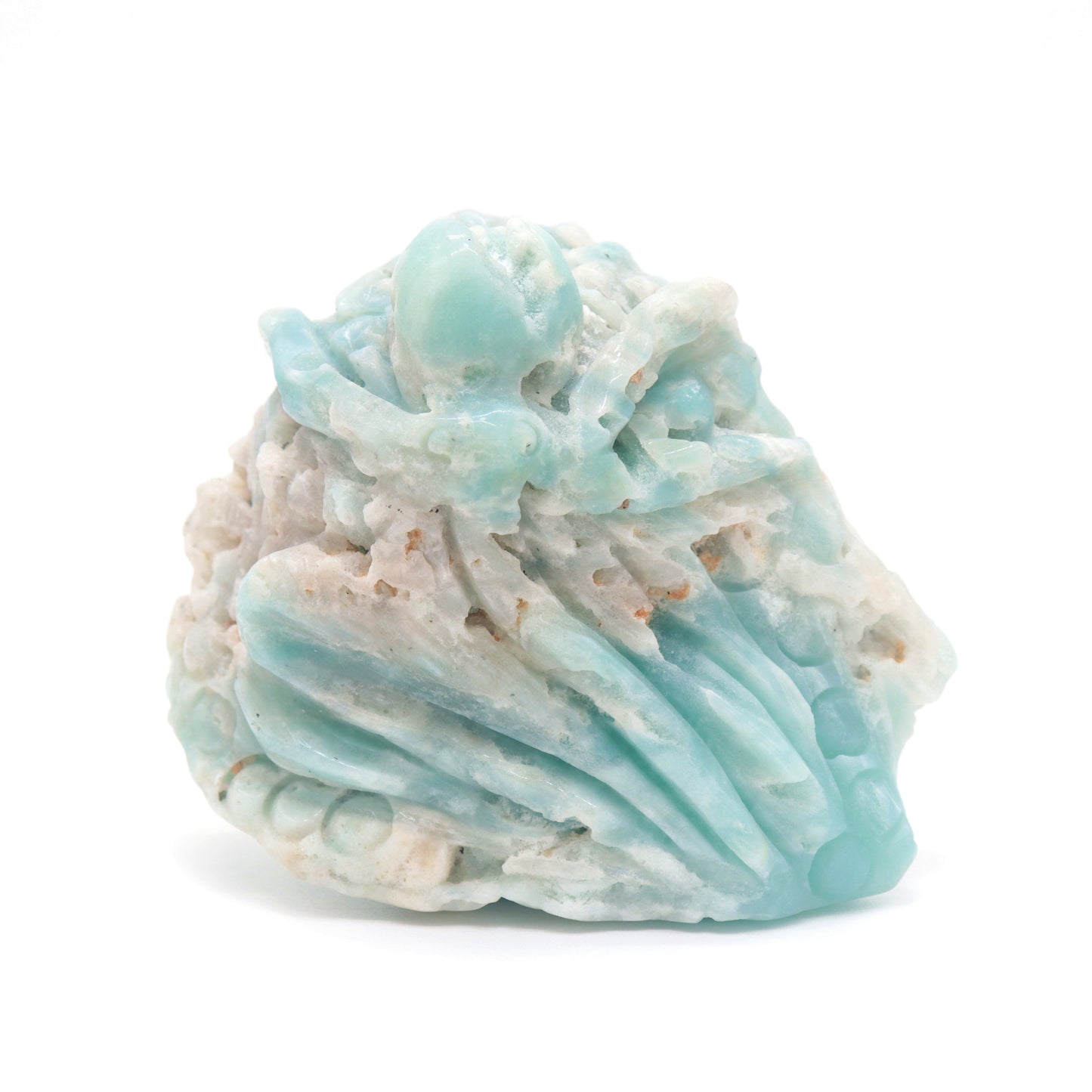 3.5" Natural Amazonite Octopus Caribbean Calcite Figurine Crystal Healing Quartz