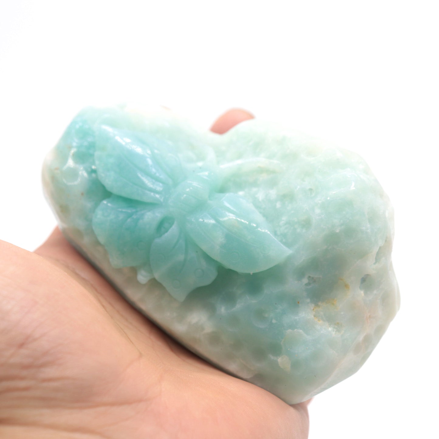 3.5" Natural Amazonite Butterfly Caribbean Calcite Figurine Crystal Healing Quartz