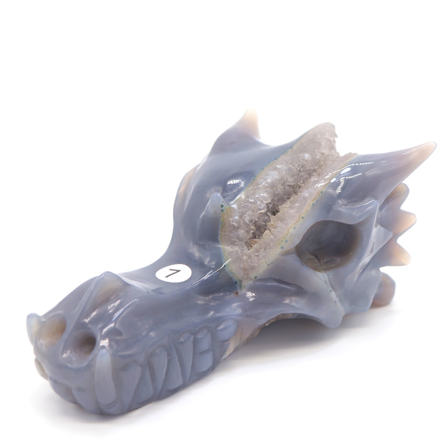 4.5" Druzy Agate Crystal Dragon Head Figurine
