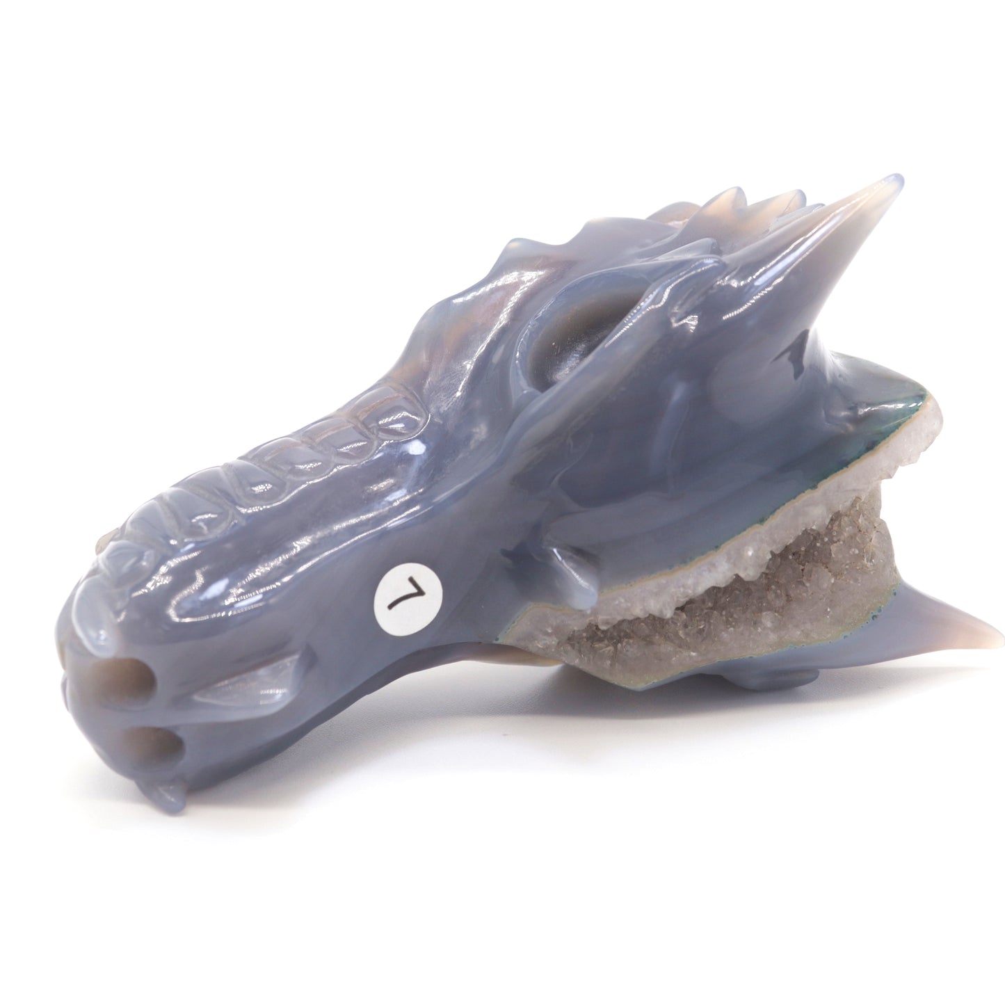 4.5" Druzy Agate Crystal Dragon Head Figurine