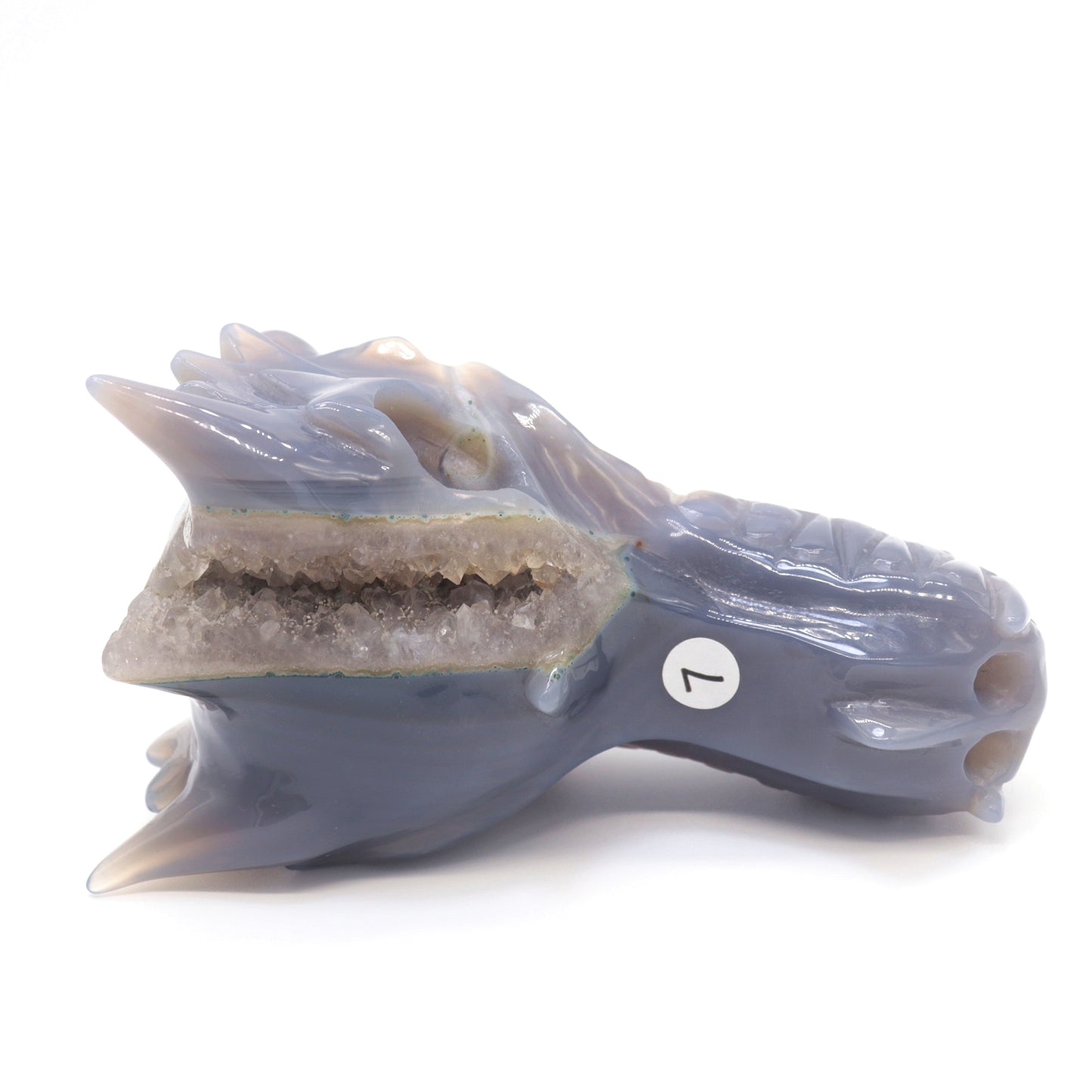 4.5" Druzy Agate Crystal Dragon Head Figurine