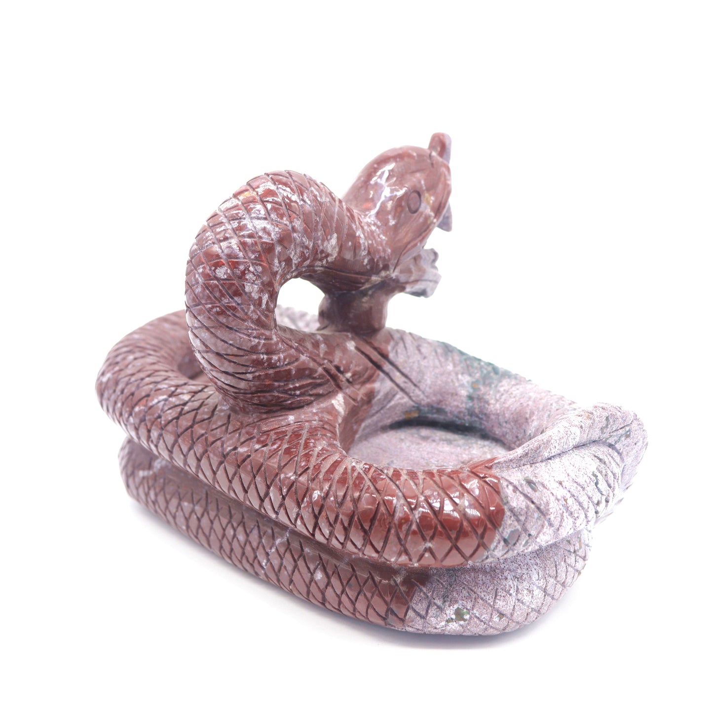 2.8lb Ocean Jasper Crystal Snake Figurine Candle Holder Sphere Holder