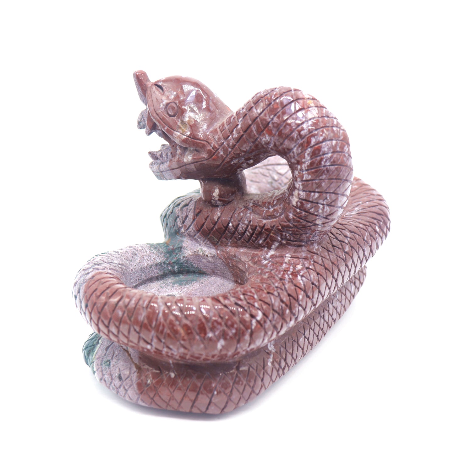 2.8lb Ocean Jasper Crystal Snake Figurine Candle Holder Sphere Holder