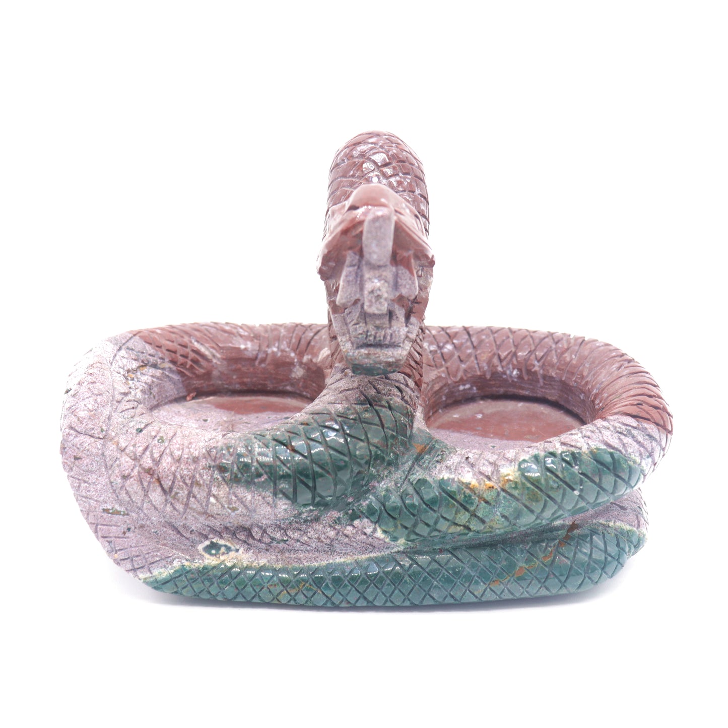 2.8lb Ocean Jasper Crystal Snake Figurine Candle Holder Sphere Holder