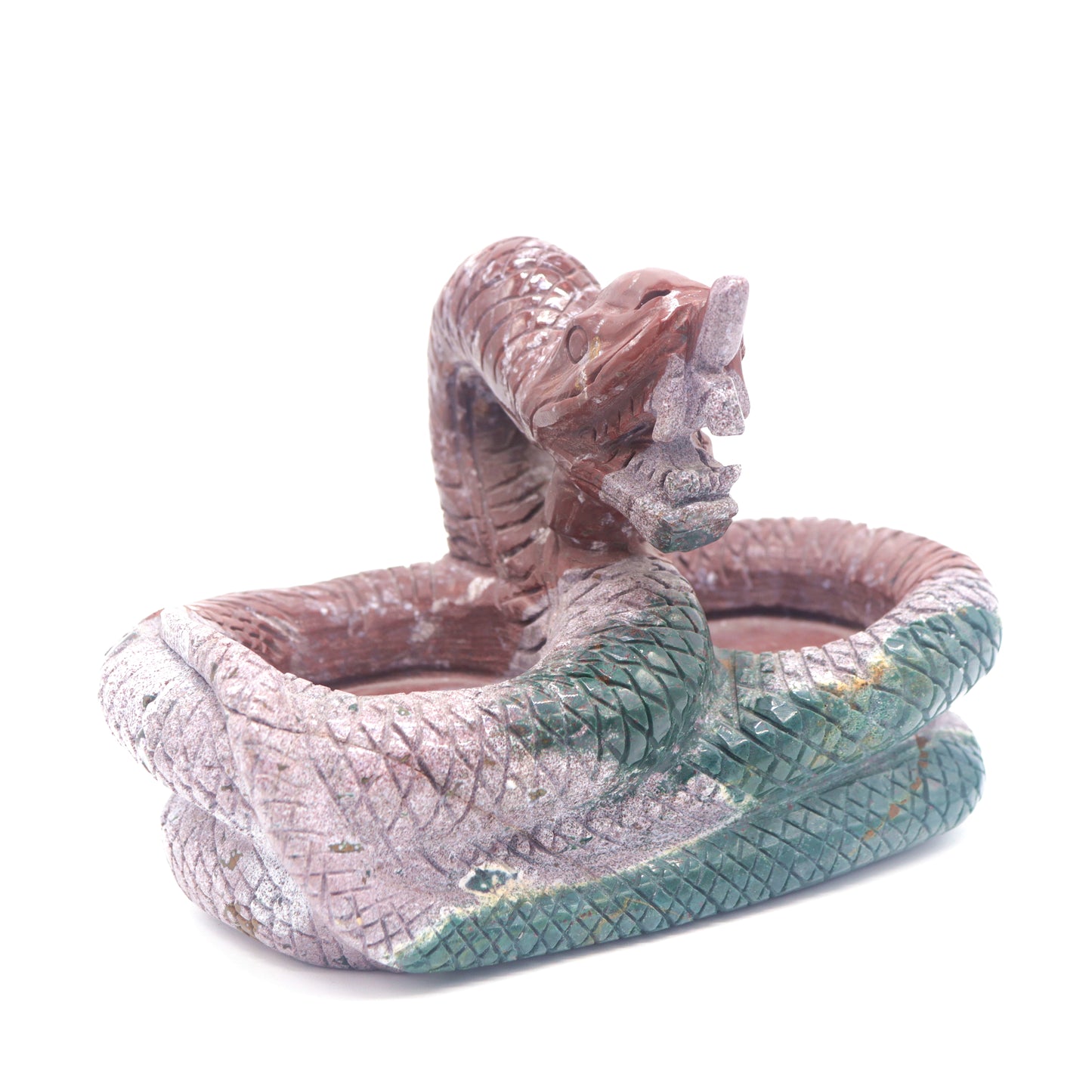 2.8lb Ocean Jasper Crystal Snake Figurine Candle Holder Sphere Holder