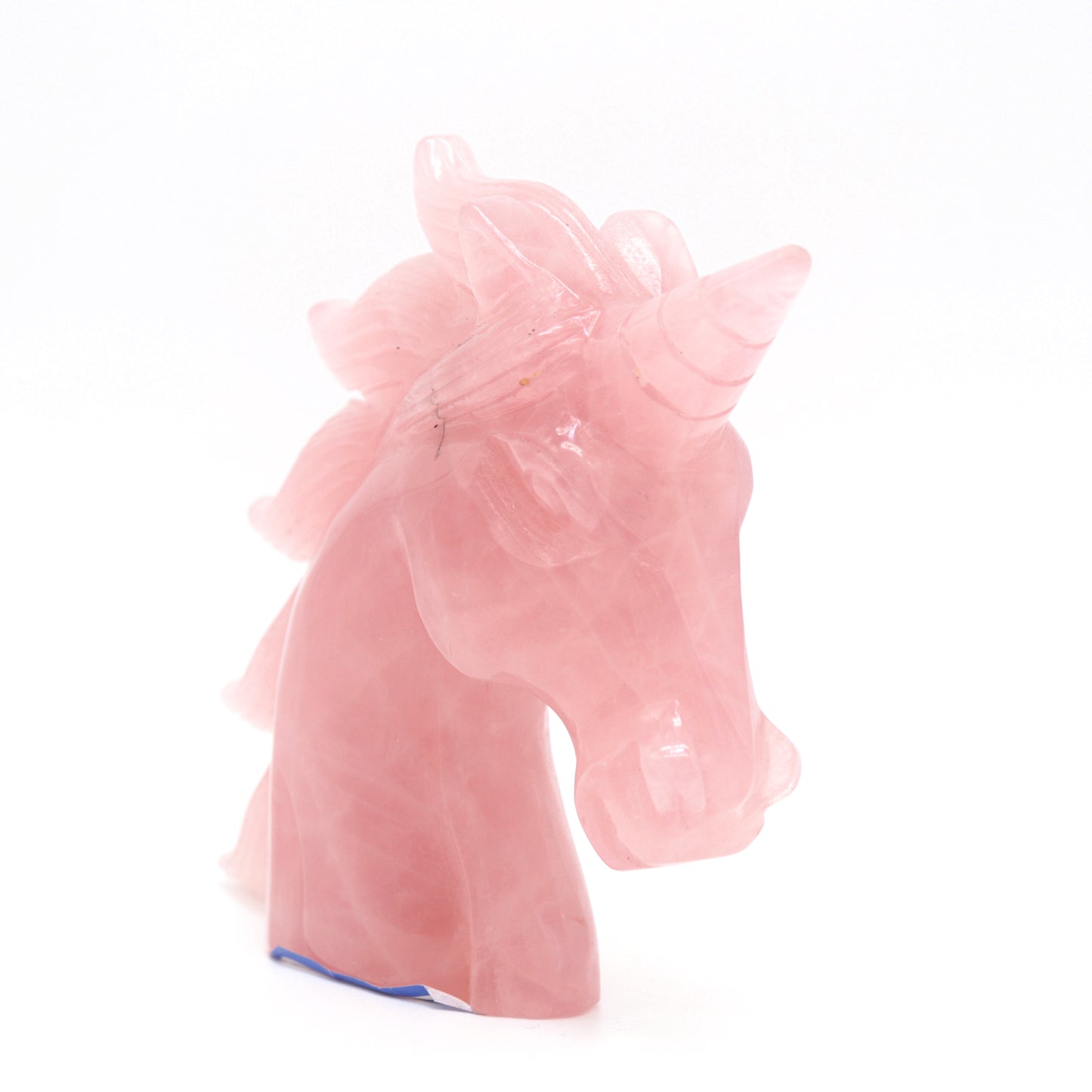 4.5" Natural Rose Quartz Hand Carved Unicorn Statue Reiki Healing