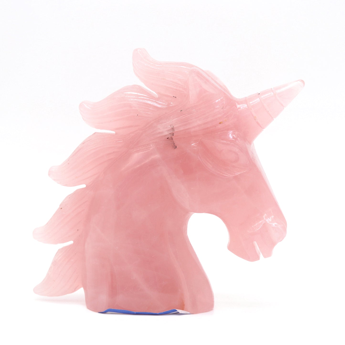 4.5" Natural Rose Quartz Hand Carved Unicorn Statue Reiki Healing