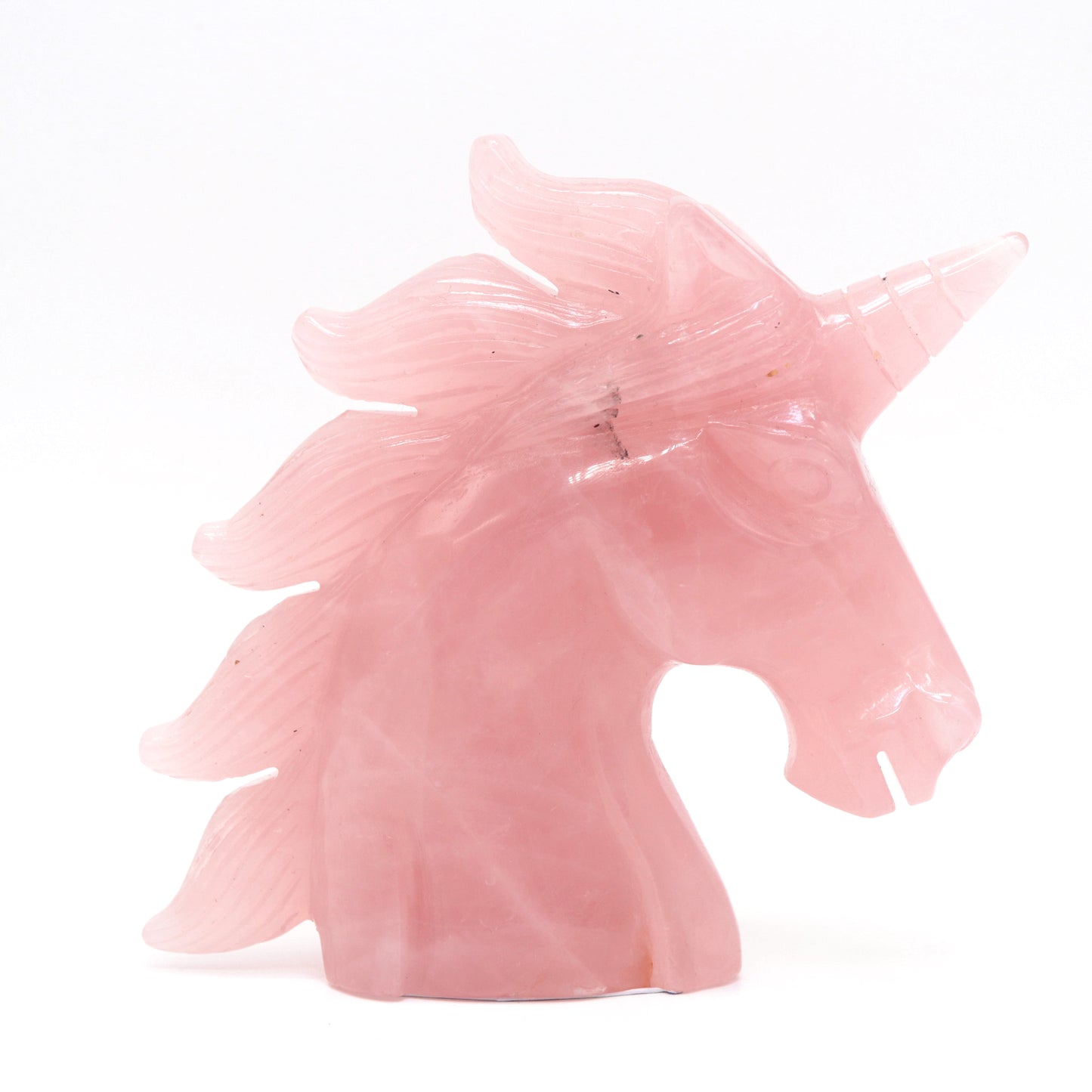 4.5" Natural Rose Quartz Hand Carved Unicorn Statue Reiki Healing