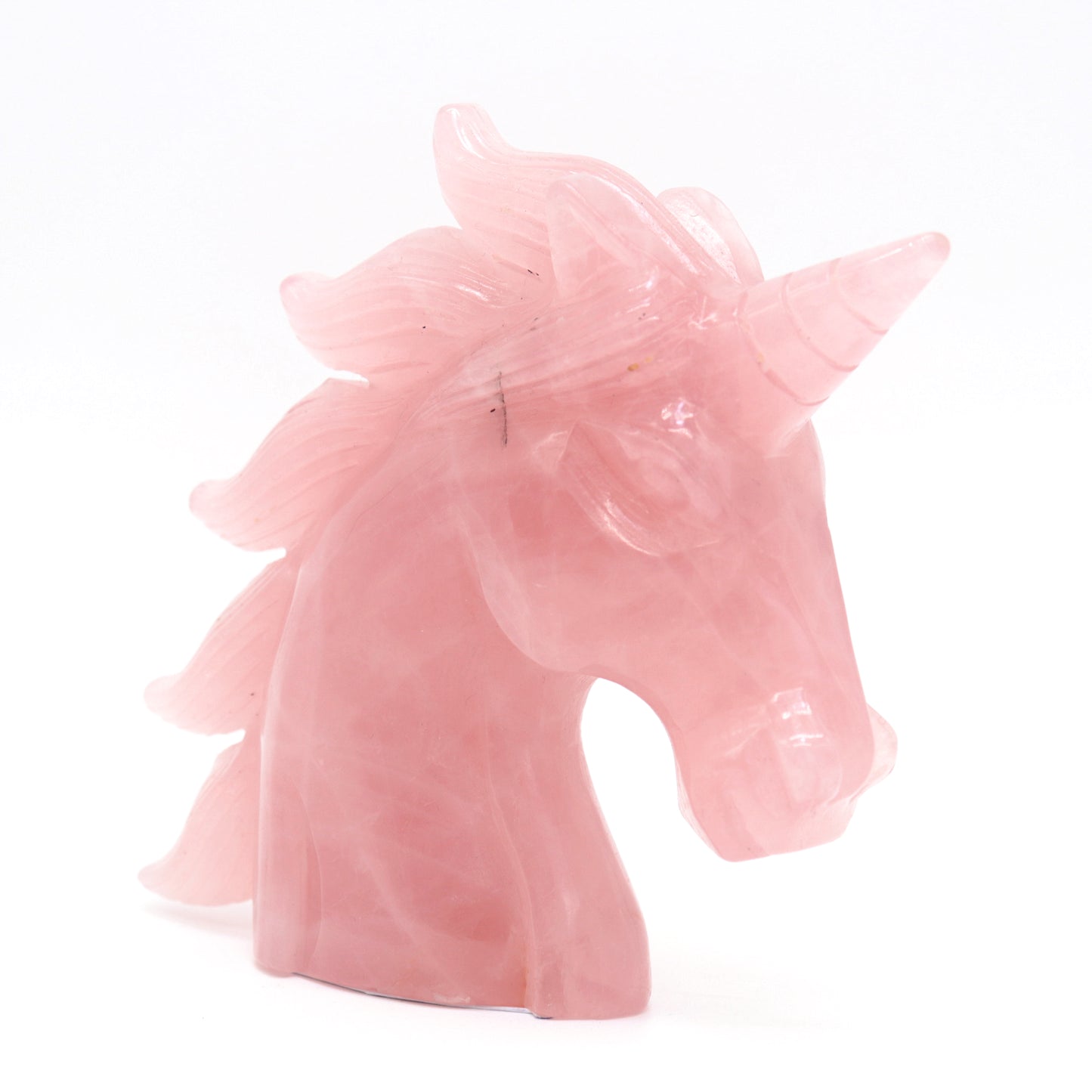 4.5" Natural Rose Quartz Hand Carved Unicorn Statue Reiki Healing