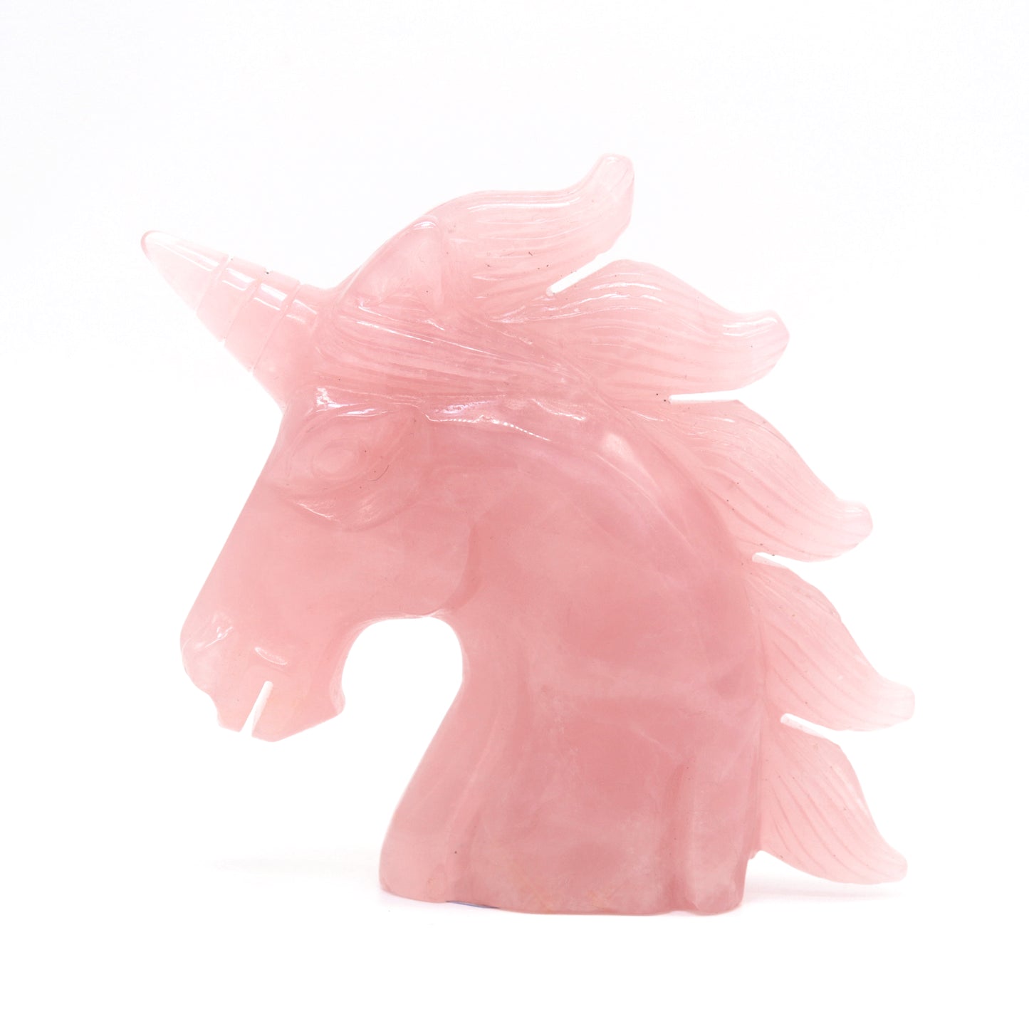 4.5" Natural Rose Quartz Hand Carved Unicorn Statue Reiki Healing