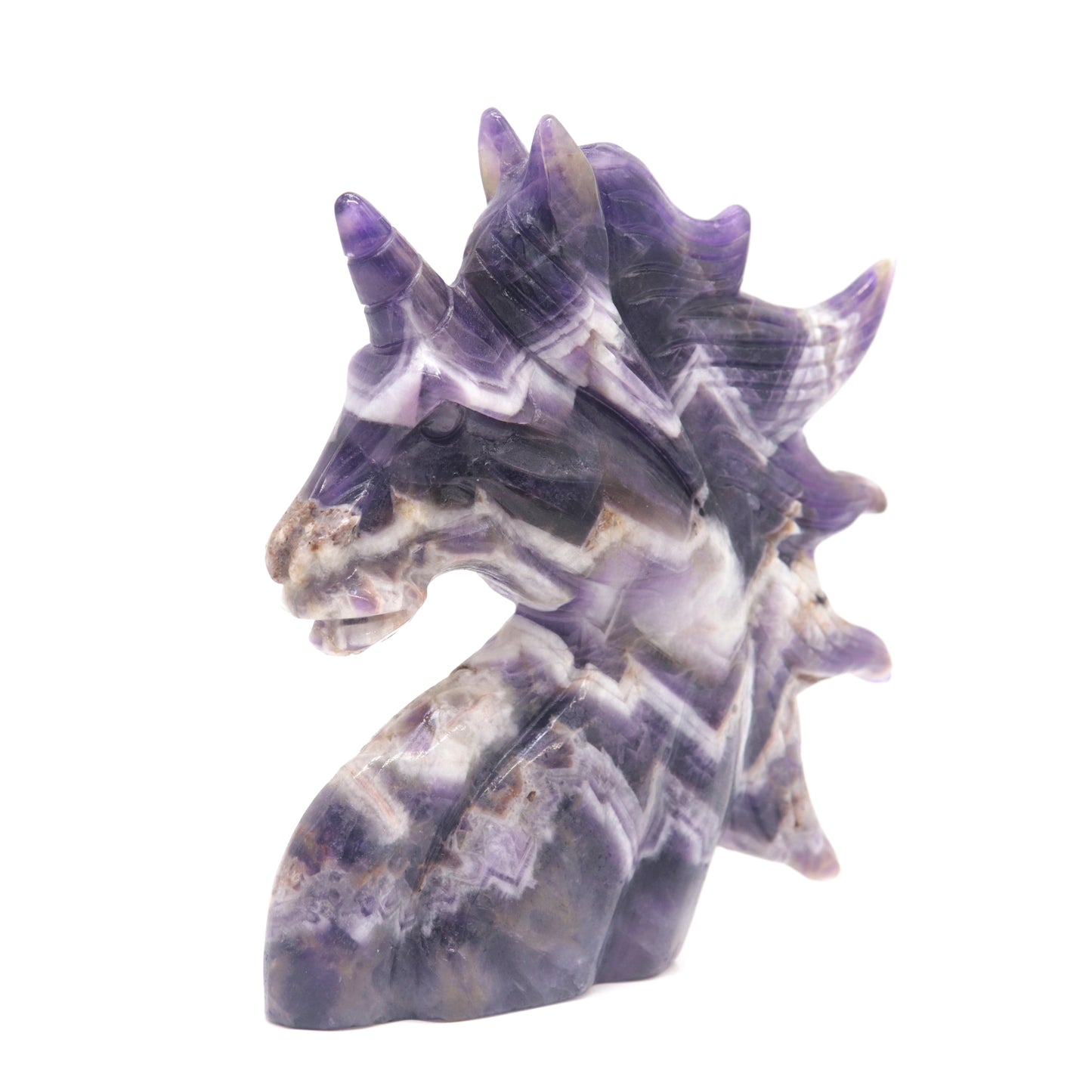 5" Natural Dream Amethyst Hand Carved Unicorn Figurine Reiki Healing