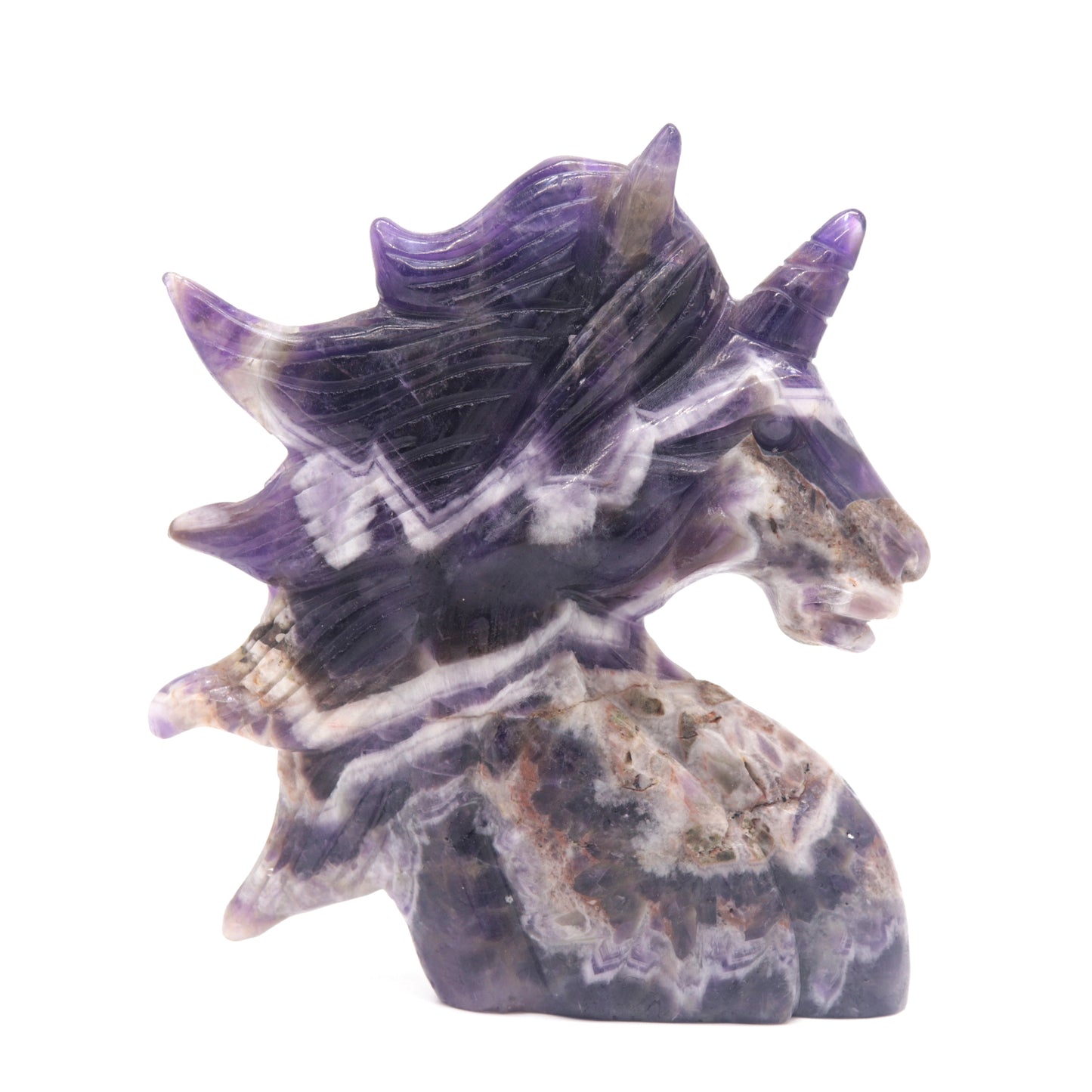 5" Natural Dream Amethyst Hand Carved Unicorn Figurine Reiki Healing