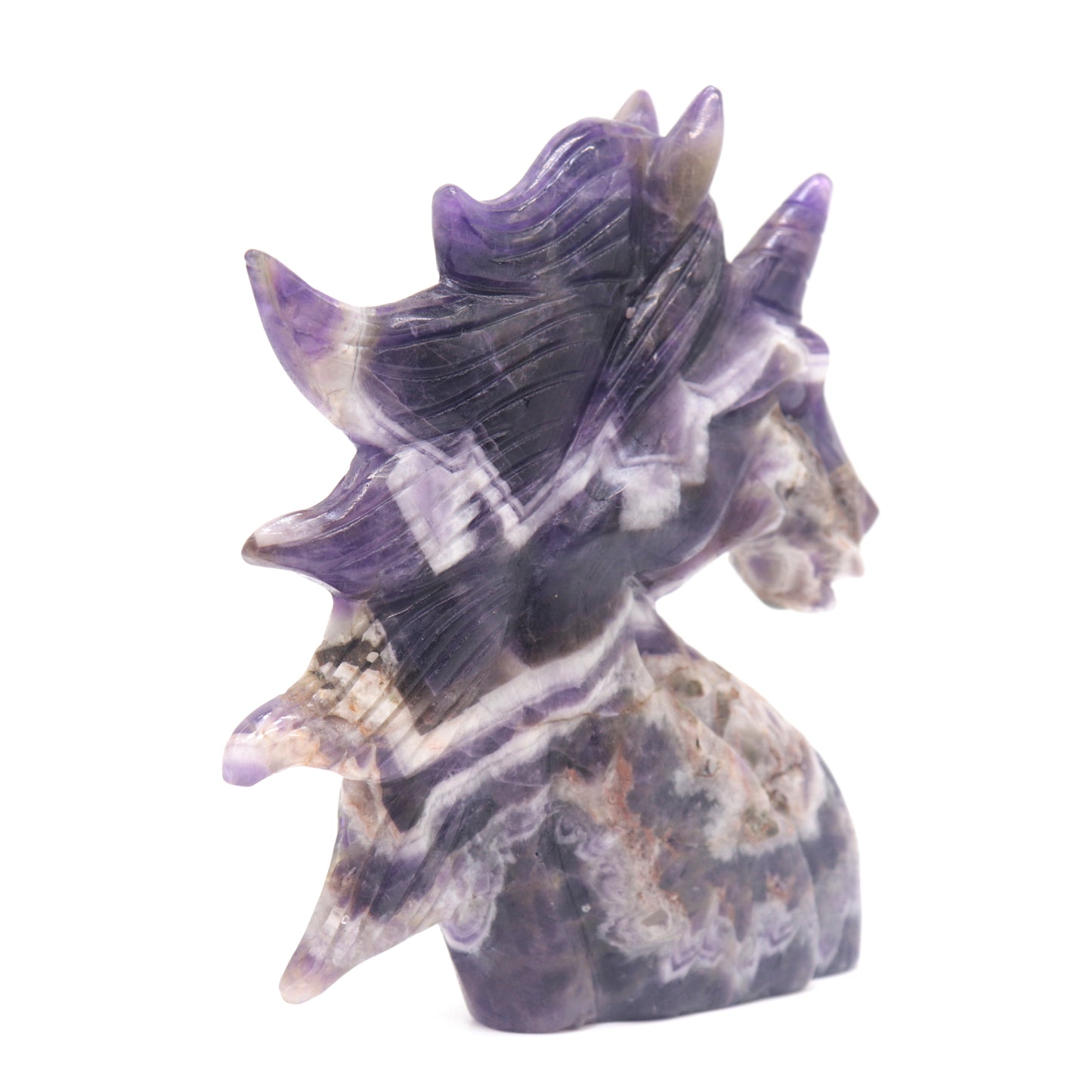 5" Natural Dream Amethyst Hand Carved Unicorn Figurine Reiki Healing