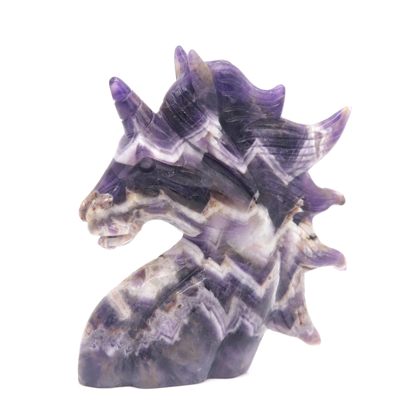 5" Natural Dream Amethyst Hand Carved Unicorn Figurine Reiki Healing
