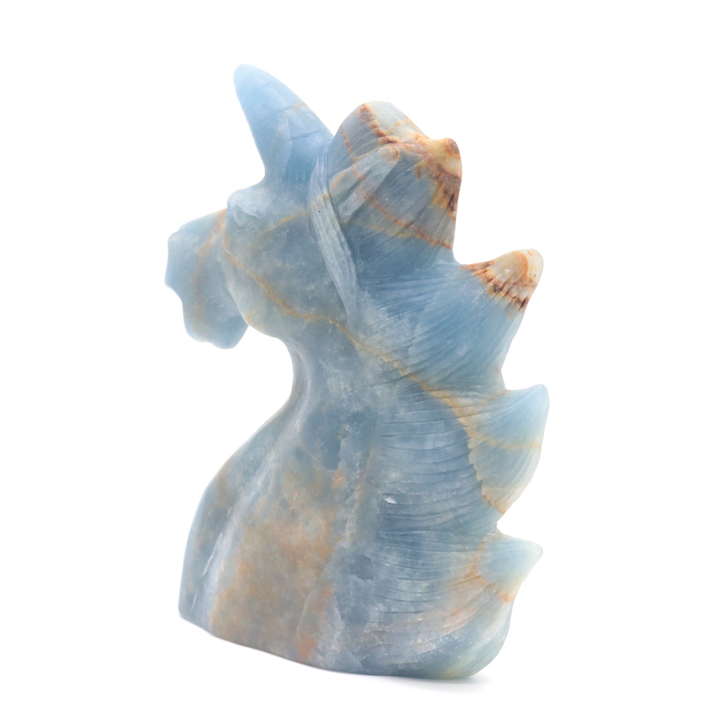 6" Natural Blue Onyx Hand Carved Unicorn Figurine Reiki Healing