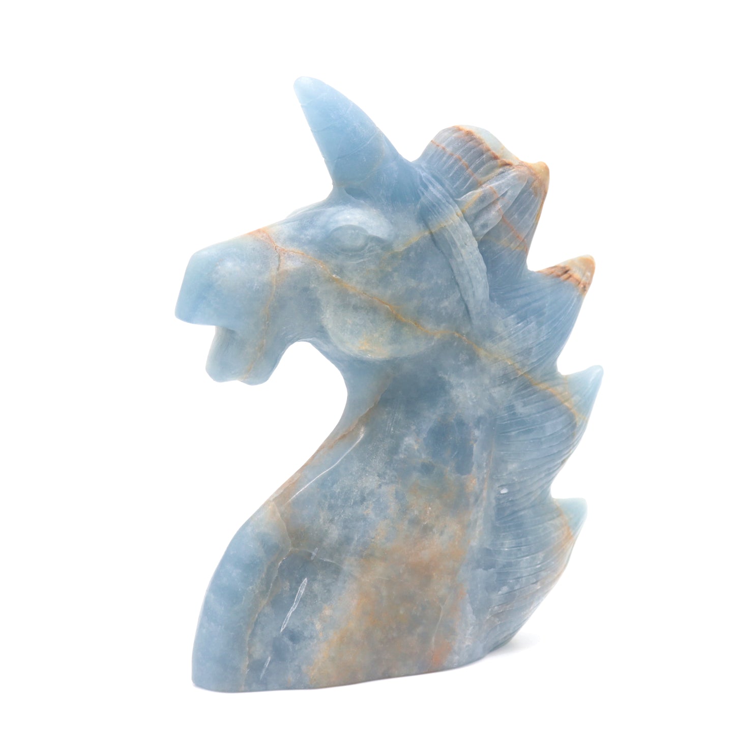 6" Natural Blue Onyx Hand Carved Unicorn Figurine Reiki Healing