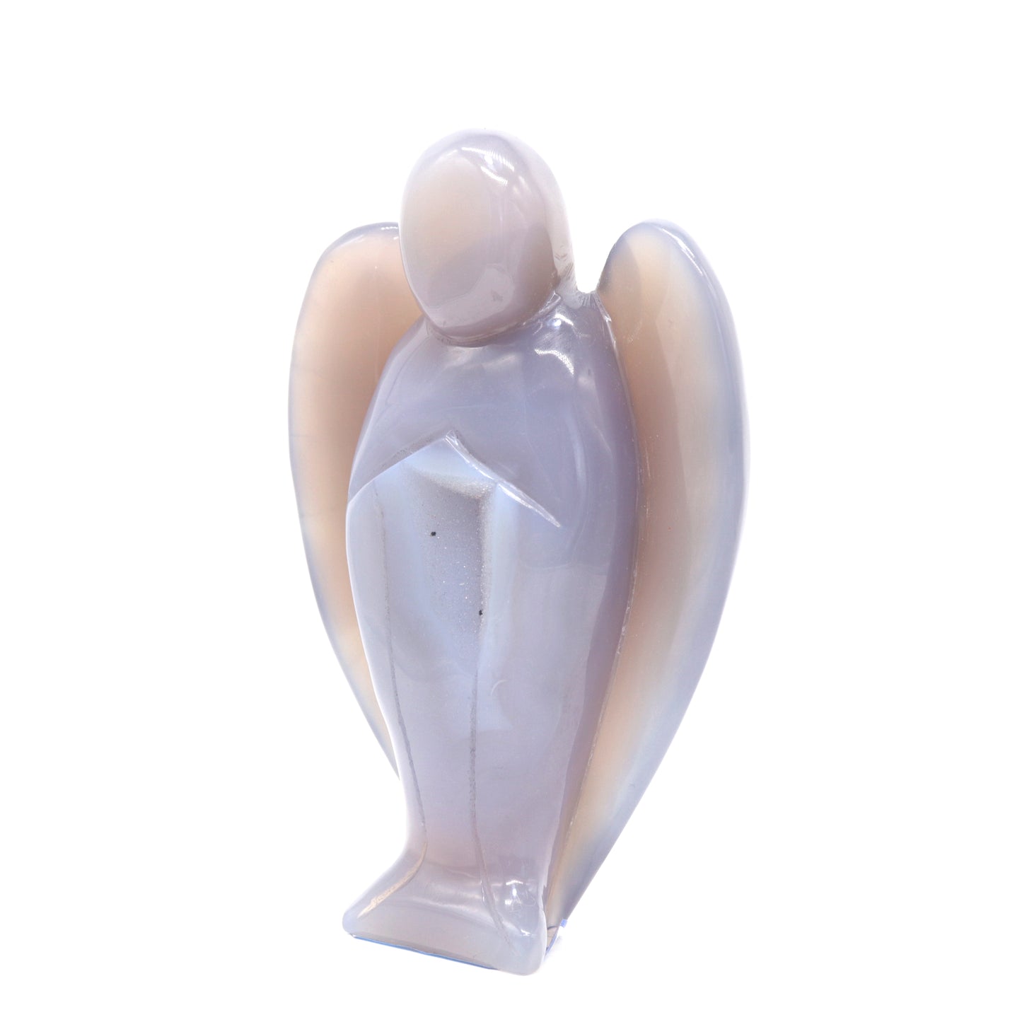 5.5" Natural Agate Druzy Hand Carved Angel Figurine Reiki Healing