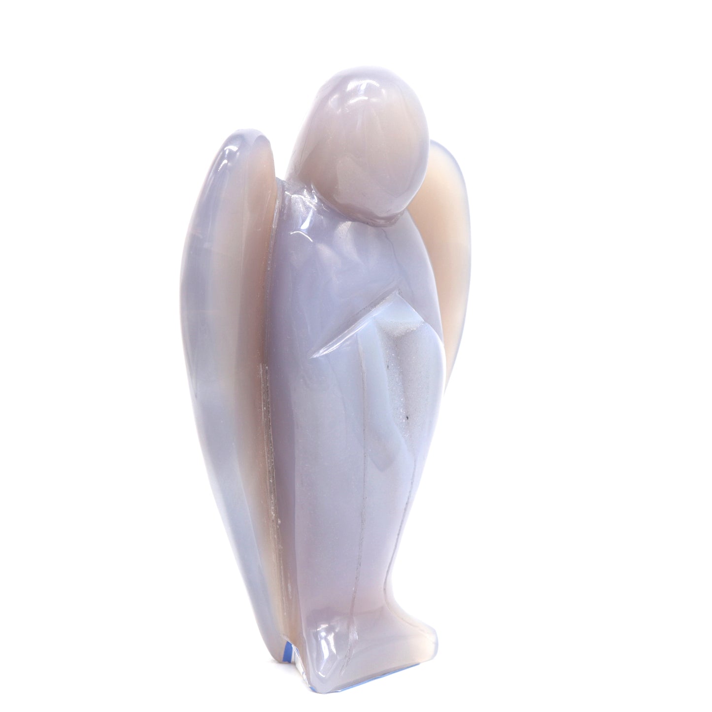 5.5" Natural Agate Druzy Hand Carved Angel Figurine Reiki Healing