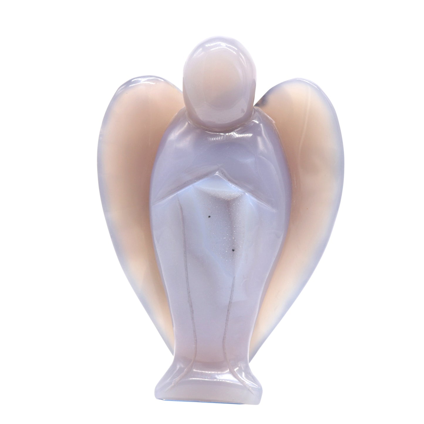 5.5" Natural Agate Druzy Hand Carved Angel Figurine Reiki Healing