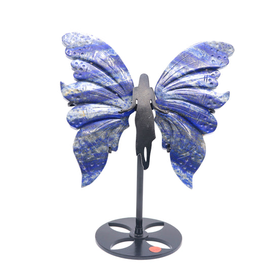 Natural Lapis Lazuli Crystal Butterfly wings Quartz Healing + stand 1pc
