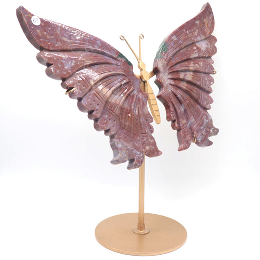 Big Natural Ocean Jasper Crystal Butterfly wings Quartz Healing + stand 1pc